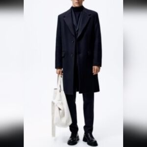 Zara Midnight Black Trench Coat NWOT